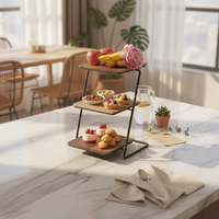 Dessert Stand with Wooden Shelves Rustic 3 Tier Cake Stand Modern Tiered Serving Platter for Party Hosts, Home Entertaining