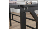 Stable Structure K-Shaped Gaming Desk Sturdy Construction Modern Study Workstation High Load Capacity Black Writing Desk Waterproof Surface for Gamers, Students, Bedroom