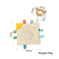 Portable Baby Soothing Cloth with Teether Compact Lovey with Teether Cozy Security Blanket with Wooden Loop Snuggly for Babies, Stroller, Tummy Time