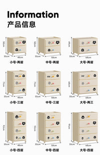 多巴胺收纳柜免安装床头五斗抽屉式置物架塑料可移动多层储物箱 奶油白⭐68cm三层【赠万向轮+支架丨一体发货免安装】  顺丰送货上门