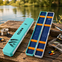 Tackle Box Fishing Gear Storage Case Float Box Plastic Thick Multi-functional 9cm Width Blue and White