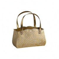Handbag-Shaped Metal Container Gold-Toned Embossed Star Basket