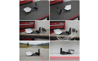 Angular Motorcycle Mirrors with Mounting Hardware Streamlined Motorcycle Rearview Mirrors Carbon-Fiber-Look Side Rearview Mirror Adjustable for Motorcyclists, Riders, Street Bikes, Touring Motorcycles