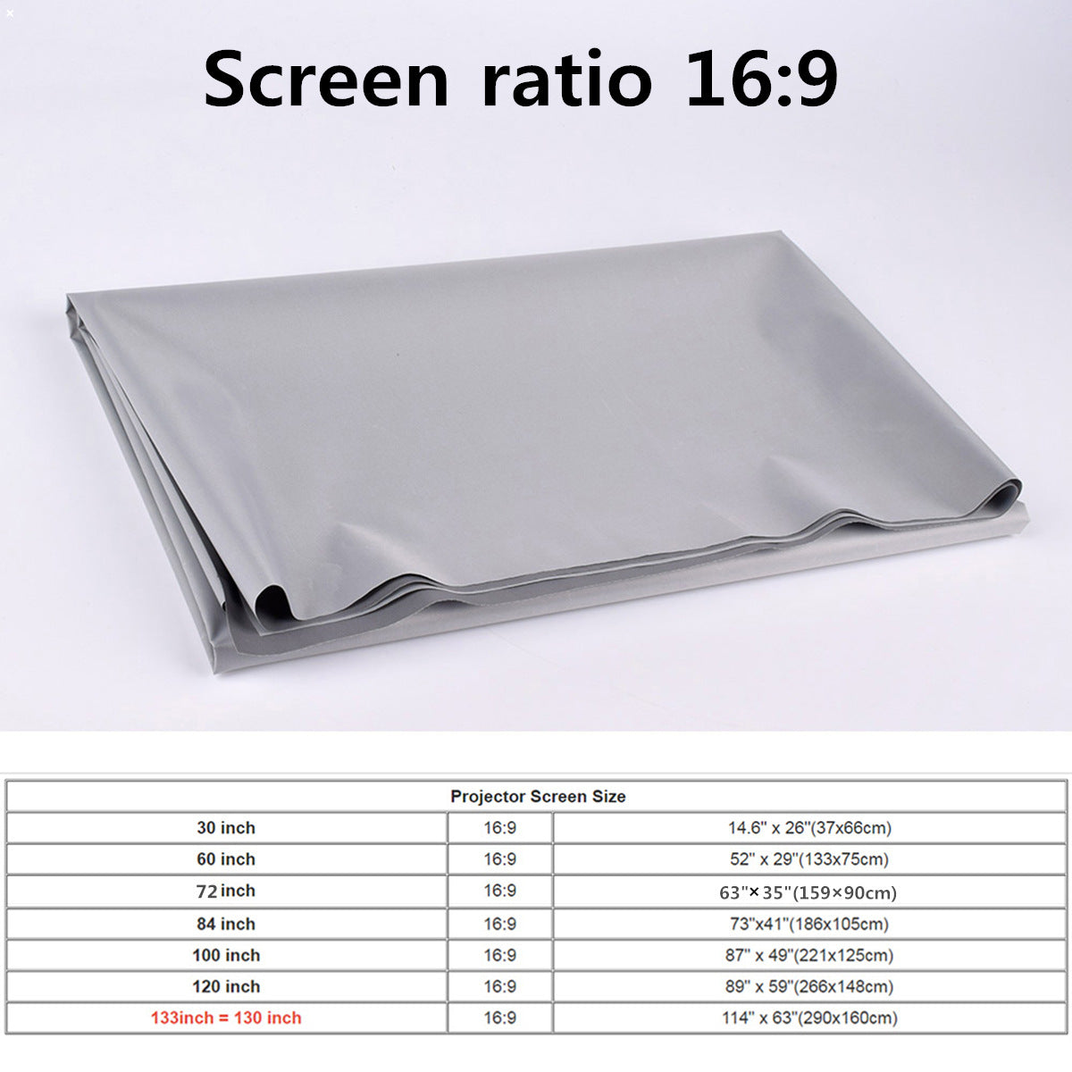 Toot Shadow Foldable Anti-Light Projector Screen 133 120 100 84 72 Inch 16:9/4:3