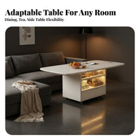 Elevate-Top Coffee Table Multi-Functional Transformable Elevate-Top Table Hidden Compartments Sturdy Construction for Homeowners