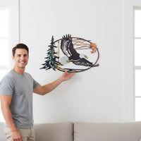 Cast Iron Eagle Wall Hanging Easy to Hang forests Sunset Wall Art Modern Rustic House Decoration for Entryway