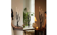 Metal Candelabra with Four Arms Black Candelabra with Iron Base Elegant Table Centerpiece Romantic for Mantel