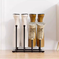 Black Metal Boot Rack Sturdy Upright Boot Stand Space-Saving