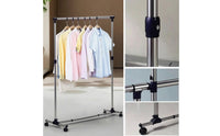 Adjustable Rolling Clothes Rack Easy Assembly Single-Rod Clothes Rack Sturdy Furniture Long-Lasting for Apartment