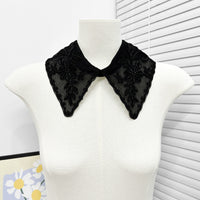 Mesh Beaded Embroidered Fake Collar with Lace Flowers