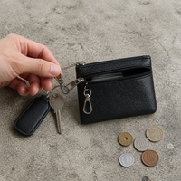 Minimalist Keychain Coin Purse for Men and Women, Multi-layer Zipper Card Holder Wallet