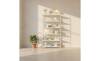 Rust-Resistant Six-Tier Storage Rack Easy-to-Clean Steel Shelving Unit Tall Bookcase with X-Brace Sturdy for Living Room, Kitchen, Balcony