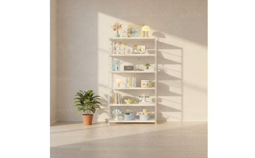 Rust-Resistant Six-Tier Storage Rack Easy-to-Clean Steel Shelving Unit Tall Bookcase with X-Brace Sturdy for Living Room, Kitchen, Balcony