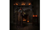 Standing Decoration with Glowing Spectral Figure with Robe Freestanding Prop for Halloween, Eerie Dwelling, Entryway