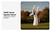 Outdoor Inflatable   | Spooky Black Printed Face, Tall White Body, Halloween Inflatable with Claws, for Lawn