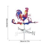 Cock Weather Vane Iron Art Colorful Metal Weathercock Long-Lasting for Yard
