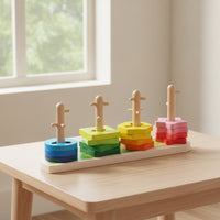 Colorful Shape Sorting Toy with Crocodile Base Geometric Wooden Shape Sorter Educational Wooden Sorting Toy Smooth for Toddlers, Preschoolers, Kids, Playroom, Classroom, Daycare