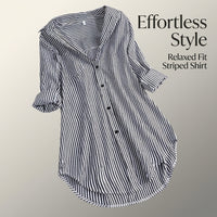 Long Sleeve Tops Women Striped Blouse for Office and Business Casual, Oversized Shirts for with Polyester Material, Loose Fit