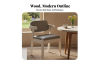 Modern Minimalist Design Upholstered Wooden Armchair Ergonomic Backrest Upholstered Armchair with Wood Legs Sturdy Frame Desk Chair Rounded Edges for Students, Office Workers, Homeowners, Study Room, Bedroom, Reading Nook, Entryway