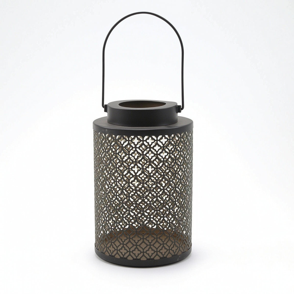 Iron Lantern with Handle Openwork Perforated Metal Lantern Long-Lasting