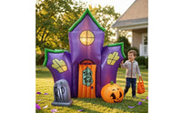 Inflatable Haunted House Easy Set-up Inflatable with Built-in Lights Yard Decoration Outdoor Pre-and for Families, Lawn
