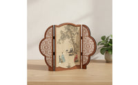 Traditional Chinese Desktop Decorative Screen Asian-Inspired Tabletop Folding Screen Oriental Panel Divider Miniature for Home Decorators, Collectors, Entryway, Bookshelf