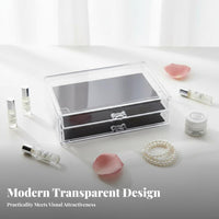 Clear Makeup Case with Drawers particle-resistantresistant 3-Tier Clear Drawer unit for Dorm Room