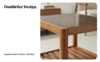 Dual-Level Glass Surface Table Table Space-Saving Design Nightstand Mortise and Tenon Joinery Stable Framework for Homeowners