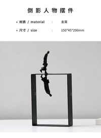 现代简约意式极简金属倒影抽象人物摆件客厅茶室书房桌面软装饰品