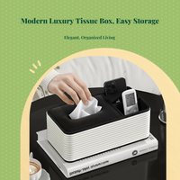 PU leather tissue box with remote holder