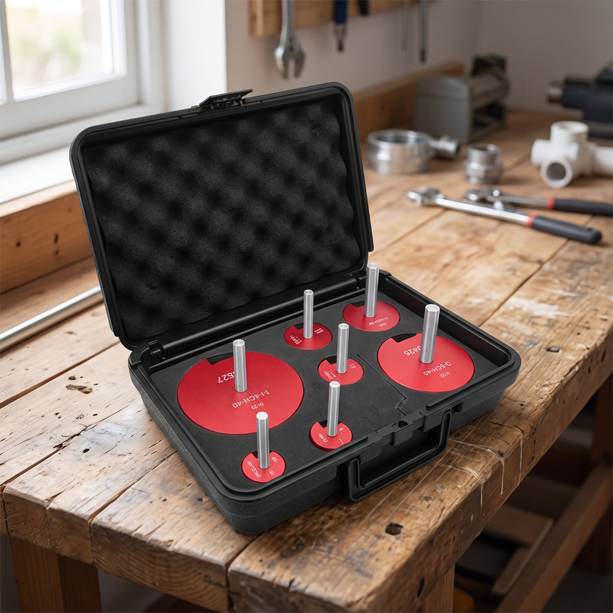 7 Pieces Precision PVC Pipe Reamer Kit with Case Efficient PVC Pipe Reamer Sturdy Tool Long-Lasting for Plumbers, Maintenance Workers, Plumbing Repairs, Jobsites, Workshops