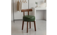 Solid Wood Frame Swivel Vanity Chair Upholstered Seat Retro Dressing Chair Compact Design Wooden Makeup Stool for Women, Bedroom, Living Room