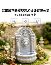 1:12娃娃屋花园场景装饰小摆件迷你欧式古典璧泉狮头浮雕喷泉模型