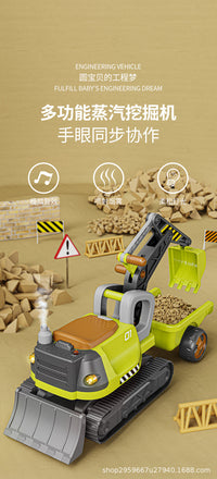 Multifunctional Large Excavator Ride-On Toy with Steam Spray, Sand Digging, for Kids
