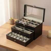 Desktop Storage Box Visible Desk Organizer with Drawer Transparent for Vanity