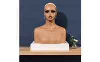 Mannequin Head with Shoulders Skin-Tone Female Display Bust Female Mannequin Head for Jewelers