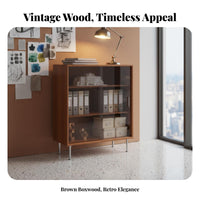 Vintage Hutch Cabinet Glass Doors book cabinet Multi-Functional Easy to Clean for Decor fans, Families, Living Room, Hallway