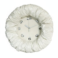 Ruched Fabric Clock 30 Cm Fabric Wall Clock Round Timepiece for Bedroom
