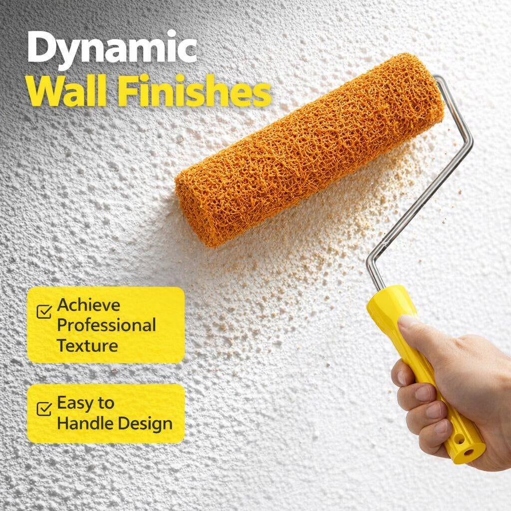 9 Inch Texture Roller Brush, DIY Accent Wall Texture Roller, Reusable Texture Roller Cover, High-Elastic Nylon Texture Roller
