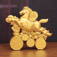 Rotatable Design Horse on Coin Wheels Sculpture Great Gift Idea Good Luck Horse Figurine Exquisite Workmanship for Office, Entryway, Desktop