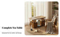 Mobile Tea Station with Integrated Kettle Space-Saving Serving Trolley Multishelf Storage hidden Water Supply for Homeowners