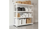 Heavy-Duty Multi-Tier Utility Shelf Large Capacity Adjustable Metal Storage Rack Tool-Effortless Assembly Freestanding Organizer Rack Carbon Steel Construction for Warehouse, Kitchen, Balcony, Laundry Room