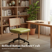 Cane Back Rolling Chair Ergonomic Design Office Seating Reclining Function