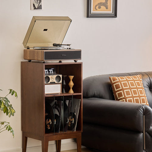 Vinyl Record Storage Cabinet with Adjustable Shelves Record Player Console Ergonomic Height Retro Turntable Console Made from Ash Wood Suitable for Audiophiles Music Room Study