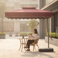 Square Patio Umbrella Water-Fillable Umbrella with Wheeled Base for Courtyard, Balcony, Garden