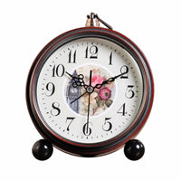 Vintage Alarm Clock Ornate Hands Round Dial Retro Metal Alarm Clock