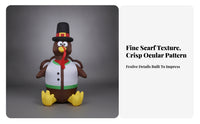 6ft Inflatable Turkey with Top Hat | Playful Cartoon Design, Festive Holiday decoration, for Yard