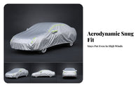 Full-Coverage Sedan Car Cover Elasticized Car Cover with Mirror Pockets Reflective for Outdoor Parking, Winter Storage