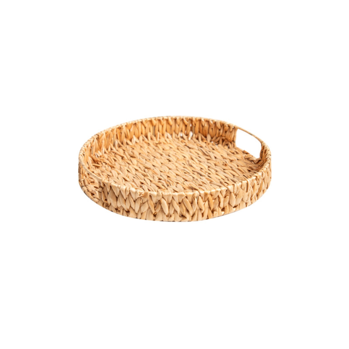 Woven Basket Tray Natural Straw Tray with Handles Shallow for Coffee Table