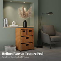 3-Drawer Woven Chest Nordic Design 3-Tier Woven Basket Stand Multi-Purpose